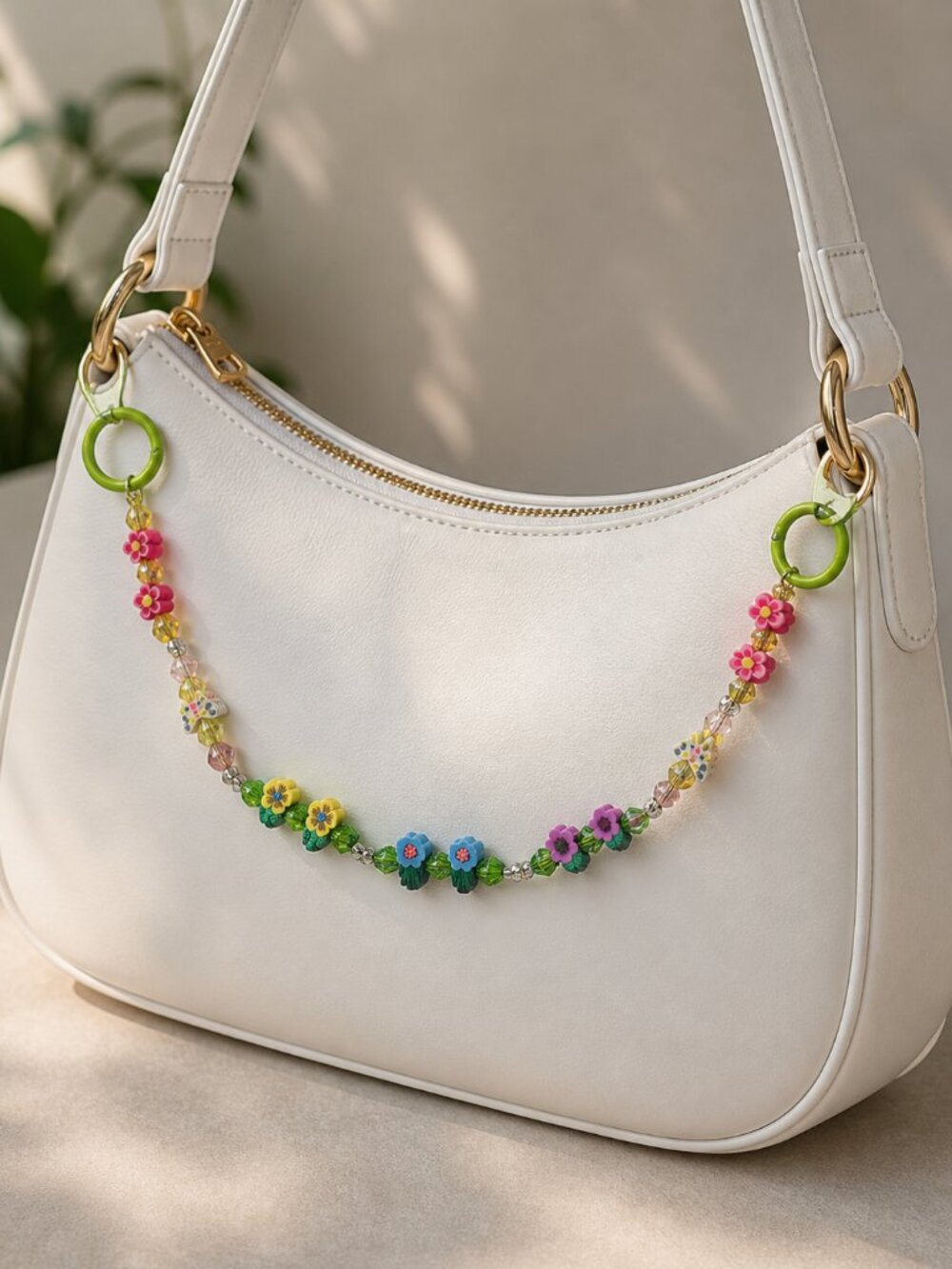 Floral Beaded Bag Charm